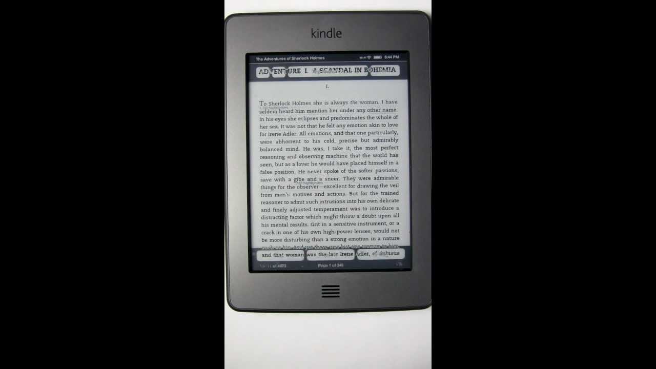 Amazon Kindle Touch - Easy Reach Demo - YouTube