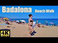 ☀️Badalona Beach Walk 4K, Barcelona Spain