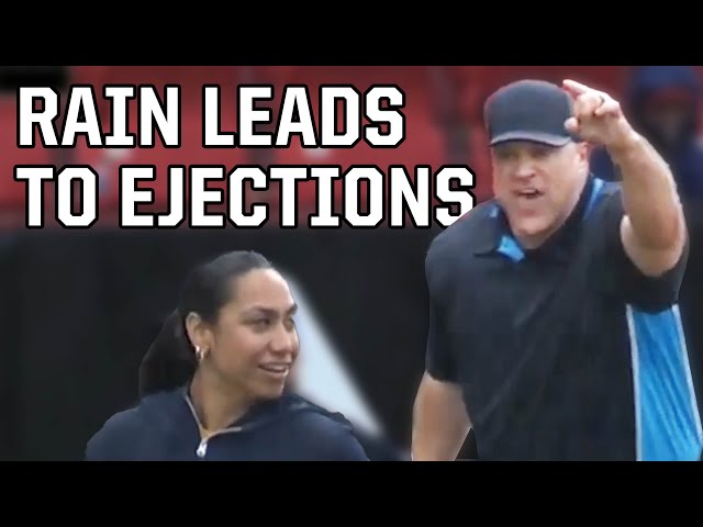 Umps don't pause the game for rain and chaos ensues, a breakdown