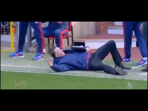 Louis van Gaal DIVES during match!