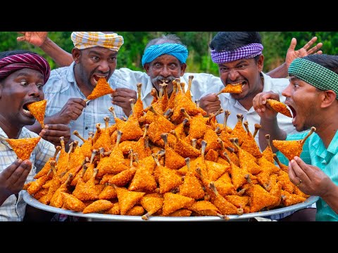 FRIED CHICKEN SAMOSA | Crispy Samosa Recipe Cooking in Village | Chicken Recipe | Indian Street Food