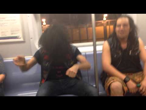 Crazy Metalheads on the Subway in New York