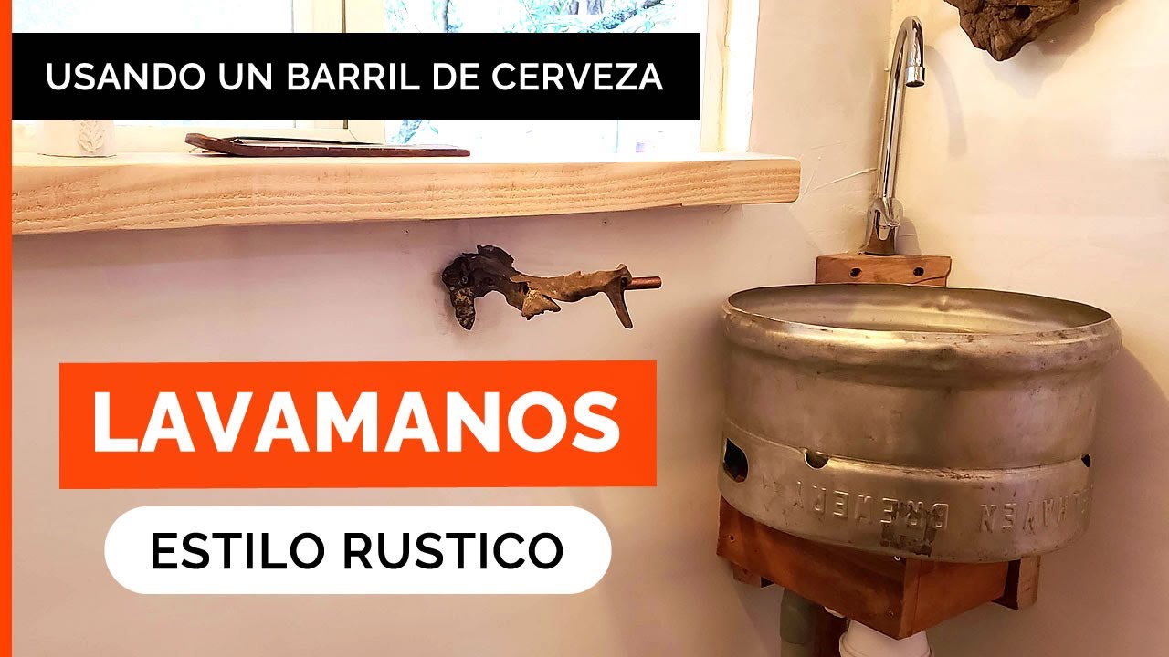 LAVAMANOS RUSTICO con BARRIL DE CERVEZA! 🍺 💧🤲  (estilo industrial) lavabo de acero inoxidable