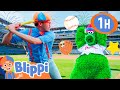 Blippi Hits A Home Run Blippi Wheels On The BUS Songs Nursery Rhymes For Kids