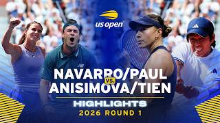 Paul/Navarro vs. Tien/Anisimova Highlights | 2026 US Open Round 1