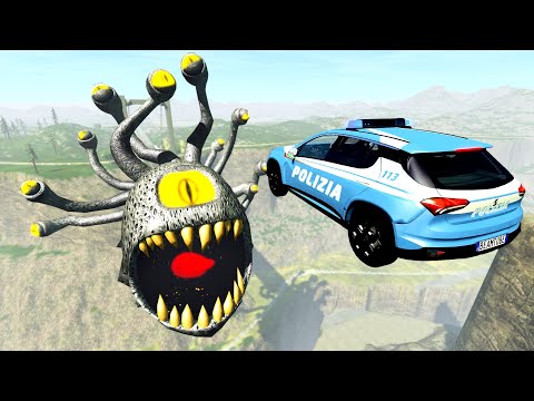 Jumping Cars Over Monster Beholder - BeamNG.Drive