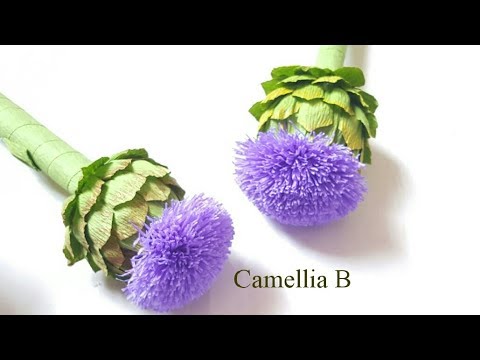 Crepe paper flower, How to make Paper Artichoke flowers from crepe paper - Hoa atiso giấy nhún