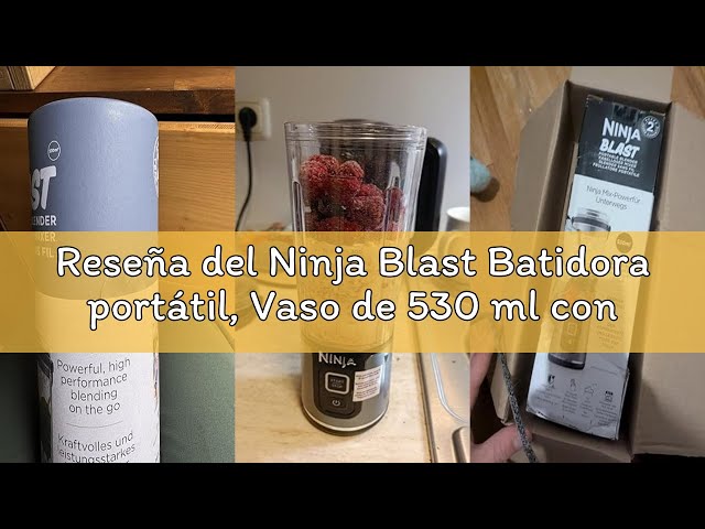 Vídeo relacionado con Ninja Blast Batidora portátil, Vaso de 530 ml con tapa antigoteo y boquilla para sorber, Minibatidora sin cable, recargable, smoothies, batidos de proteínas, pica hielo y frutas congeladas, BC151EUBK