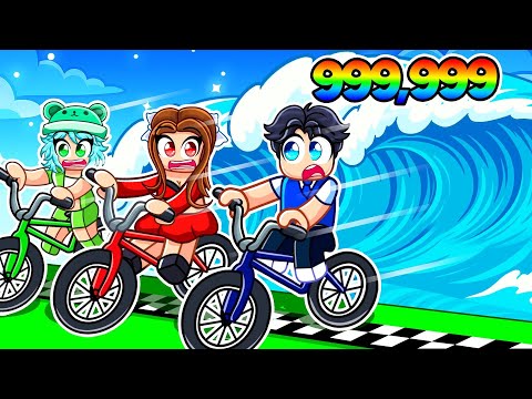 +1 Speed Escape The TSUNAMI On A Bike In Roblox…