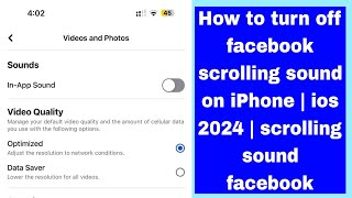How to turn off facebook scrolling sound on iPhone | ios 2024 | facebook scrolling sound effect