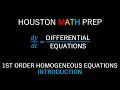 Homogeneous First Order Differential Equations Introduction