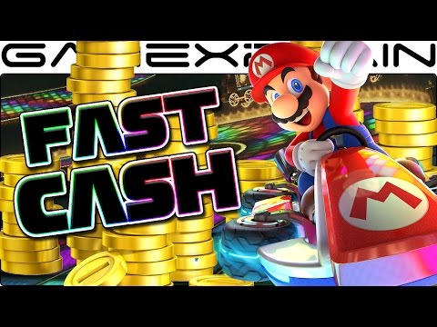 Part of a video titled Mario Kart 8 Deluxe: The FASTEST Way to Earn Coins ... - YouTube