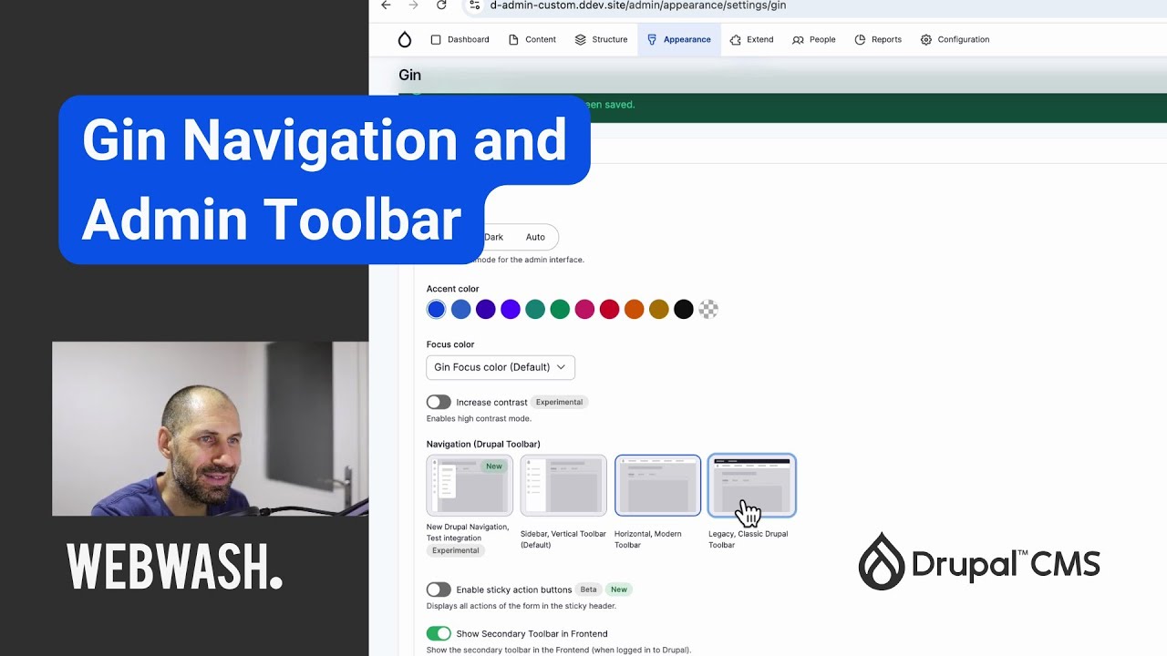 Gin Navigation and Admin Toolbar