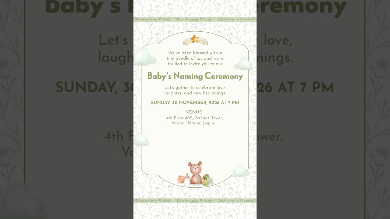 Pastel Pink Baby Naming Card