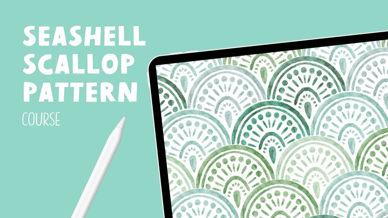 New Class! Seashell Scallop Watercolor Pattern in Procreate