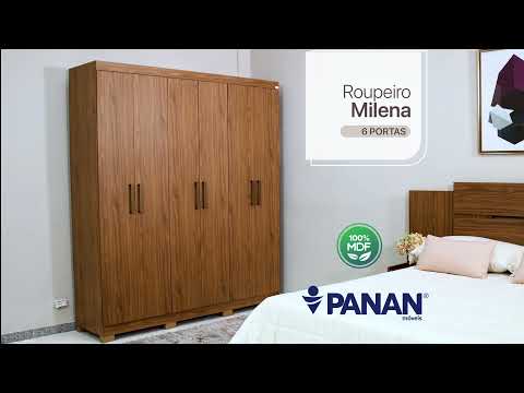 Video thumbnail of Guarda Roupa Casal com Pés 6 Portas 100MDF Milena Panan