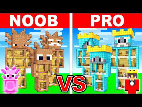 Mongo and Axy SECRET FAMILY STATUE Build Challenge in Minecraft!