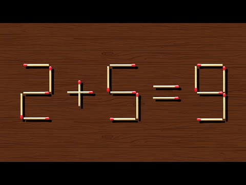 Move Only 1 Stick to Make Equation Correct | Matchstick Puzzle 2+5=9