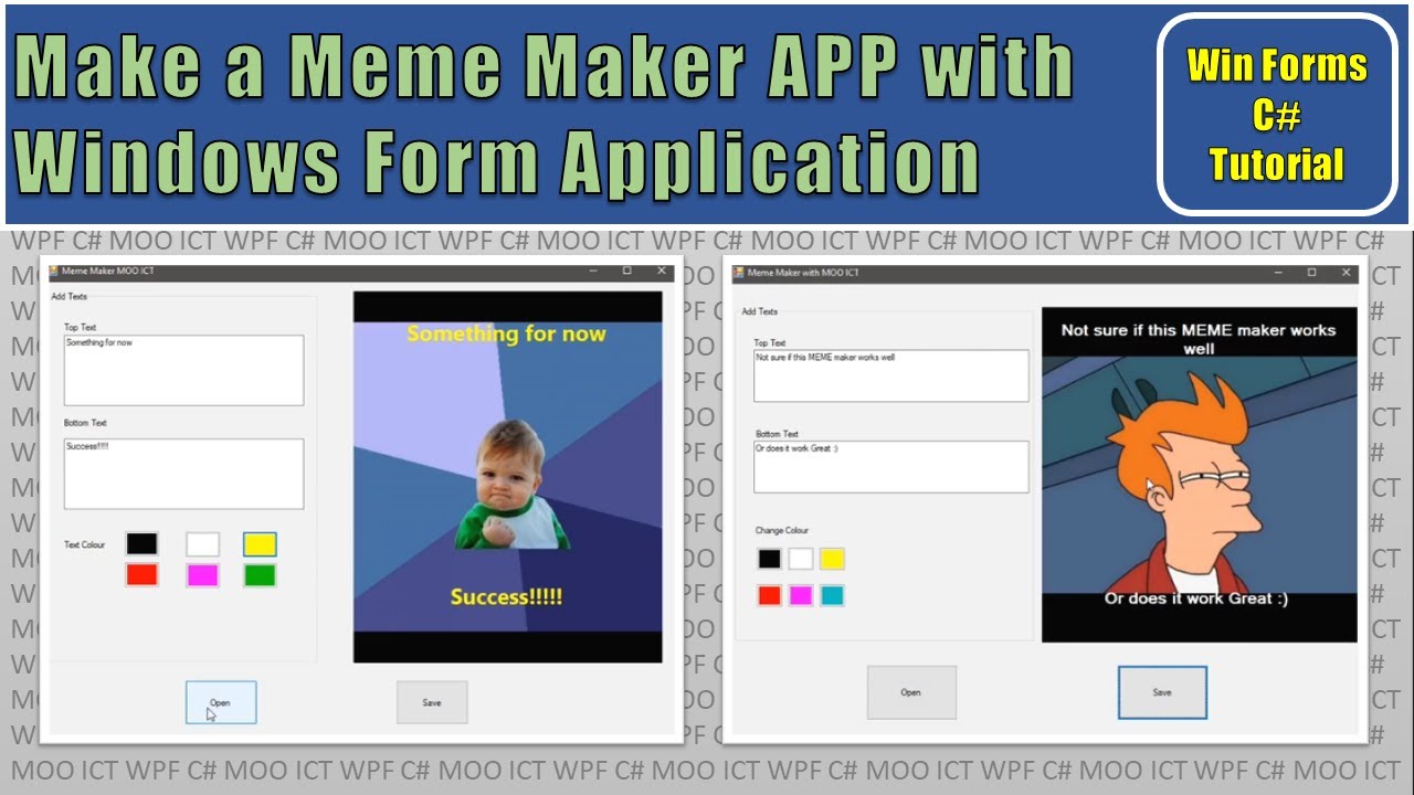 C# Projects - Create a meme maker app in windows form application and visual studio