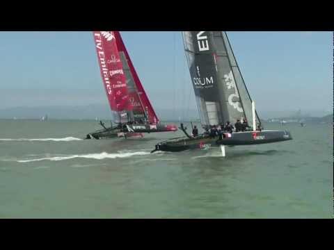 "JP Morgan BAR" with Ben Ainslie leads the 1st day- ACWS San Francisco