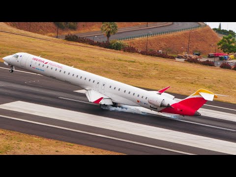 CRJ1000 Landung mit Nase hoch am Flughafen Madeira