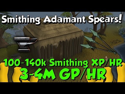 Smithing Adamant Spears! [Runescape 3] 4M Gp & 140k Xp an Hour!