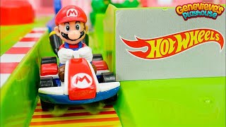 Download lagu Mario Kart Hotwheels Circuit Race and Rainbow Road Toy Learning for kids! mp3
