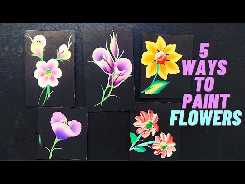 5 Ways to Paint Flowers | Easy Flower Painting Technique | Anyone Can Paint