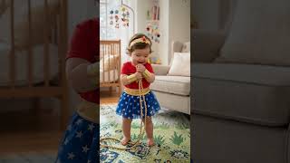 E essa bebê fofinha vestida de mulher maravilha que coisa linda.#mulhermaravilha#bebes