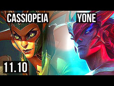 CASSIOPEIA vs YONE (MID) | 10 solo kills, 2.3M mastery, 1400+ games, Godlike | BR Master | v11.10