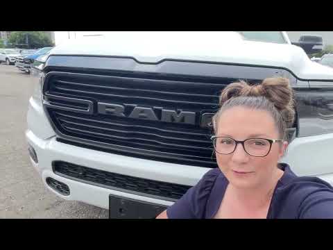 2022 Ram 1500 Laramie 4x4 Crew Cab 5'7" Box in White for sale at Kitchener Chrysler Dodge Jeep Ram in Kitchener, ON
