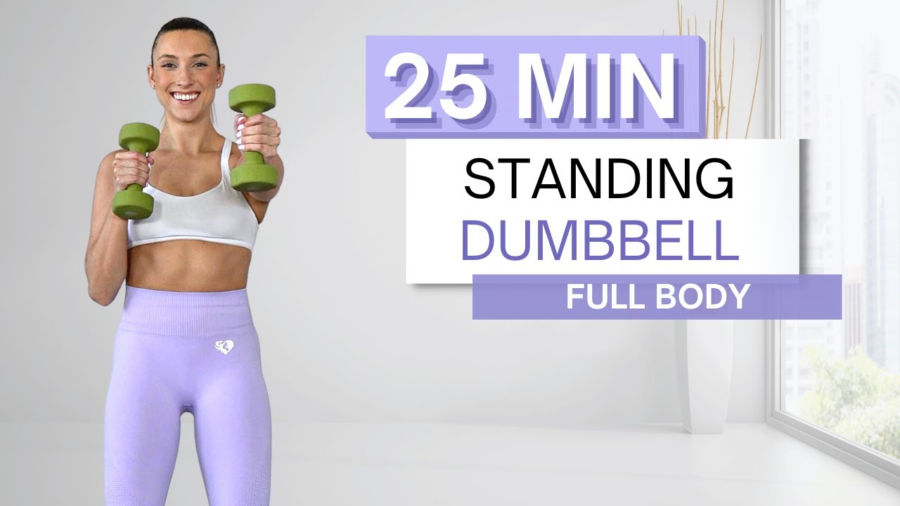 25 min STANDING DUMBBELL WORKOUT | Full Body | Lower and Upper Body Routine | No Repeats - YouTube