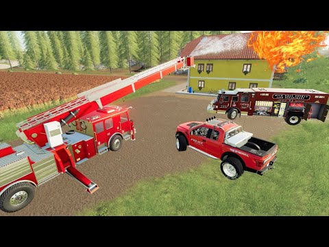 From camping to putting out HUGE fire with firetrucks | Farming Simulator 19