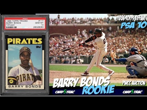 1986 Barry Bonds Topps Tiffany rookie card #11 for sale; graded PSA 10. PWCC Premier Auctions