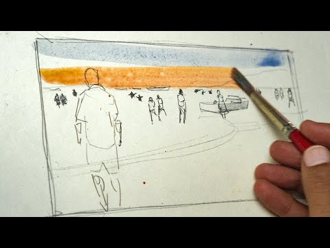 This Beach Painting Wasn’t Even Done on Watercolor Paper | Watercolor Tutorial with Reference 