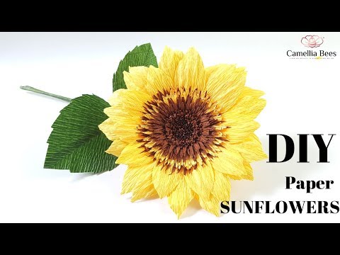How to make paper sunflower from crepe paper- DIY Craft Tutorial