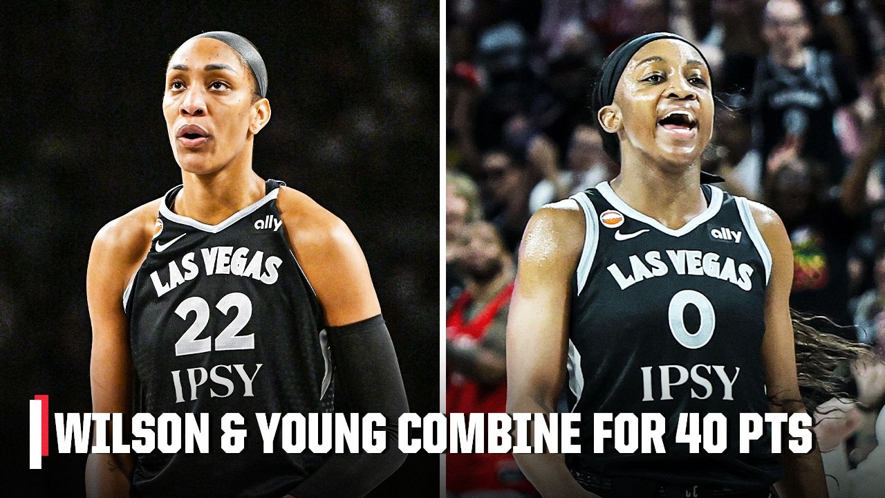 DYNAMIC DUO 🔥 A’ja Wilson and Jackie Young combine for 40 PTS in win vs. Golden State | WNBA on ESPN