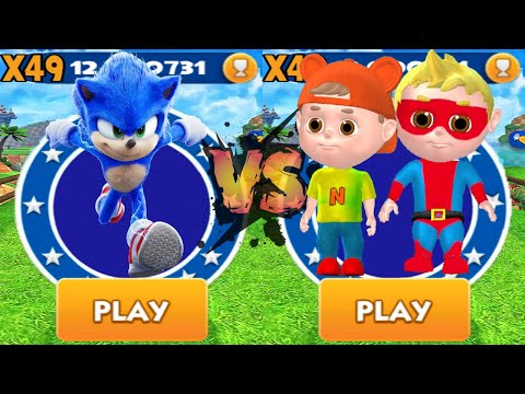 Sonic Dash vs Vlad and Niki Run - Movie Sonic vs All Bosses Zazz Eggman All 68 Characters Unlocked