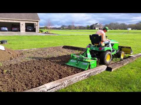 Tilling with John Deere X758 and Frontier 42" Tiller