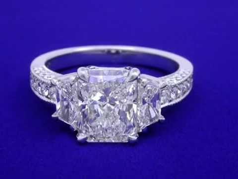 Radiant Cut Diamond Ring 2.02-carat 0.63 tcw Traps 0.37 tcw pave