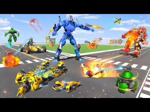 US Police Robot Jet Bike Car Bus Helicopter Transform Game 3D 