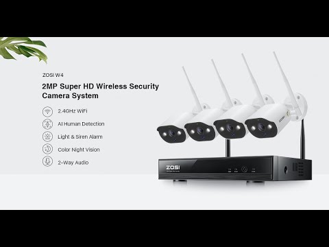 ZOSI W4 Unboxing- 2MP Super HD Wireless Security Camera System with Siren-Light Alarm Setting