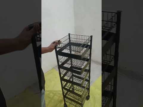 Stainless steel 5 shelves metal portable square rotating kit...