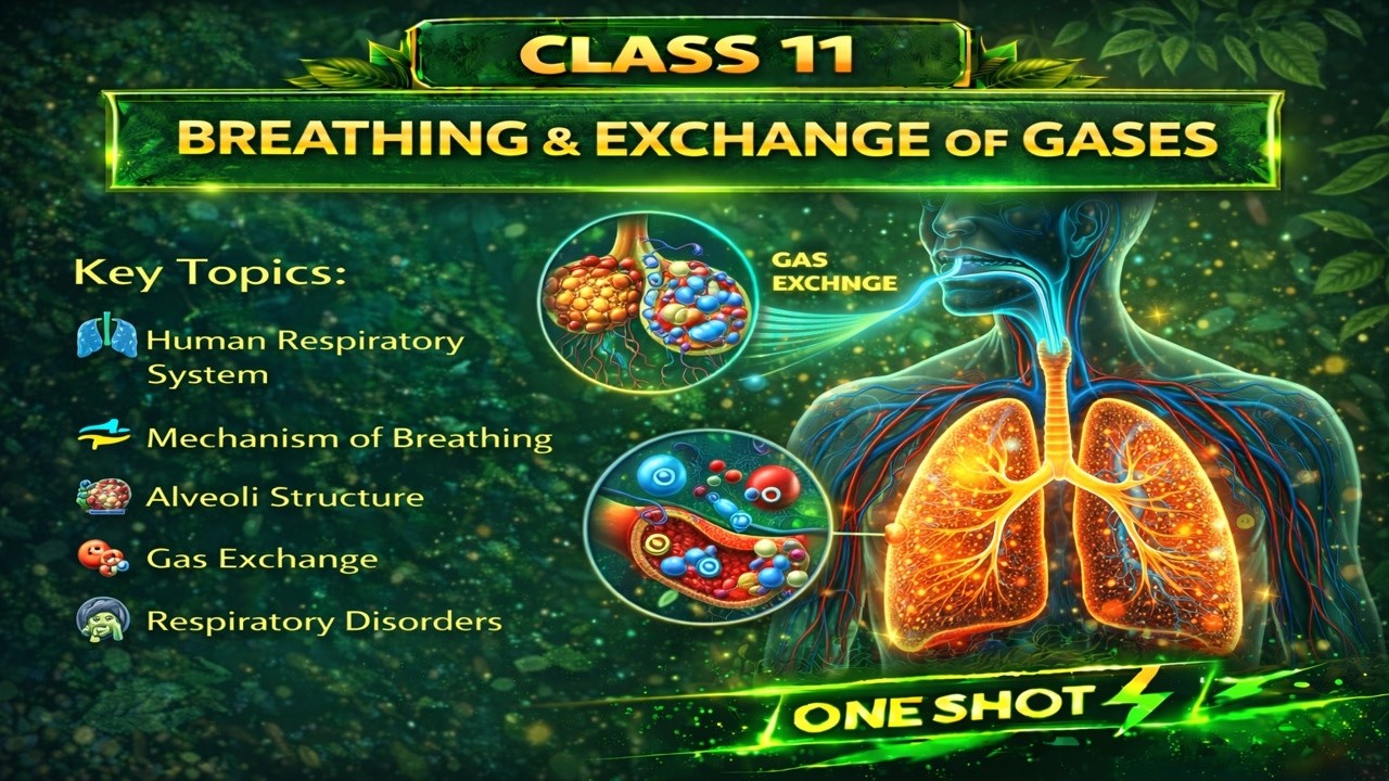 CBSE Class 11 || Biology || Breathing and exchange of gases || Animation || in English