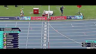 Tobi Amusan edges out Harrison to a new meeting record at Silesia in the women's 100mH