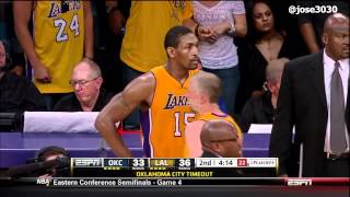 Metta World Peace / Russell Westbrook Get Tangled Up - Thunder @ Lakers 2012 NBA Playoffs