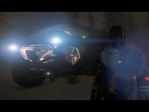 Star Citizen 3.8 PTU: Exploring the Forest of Microtech during a blizzard in an Ursa Rover