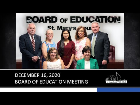 St. Mary's County Public Schools Board of Education Meeting 12/16/20