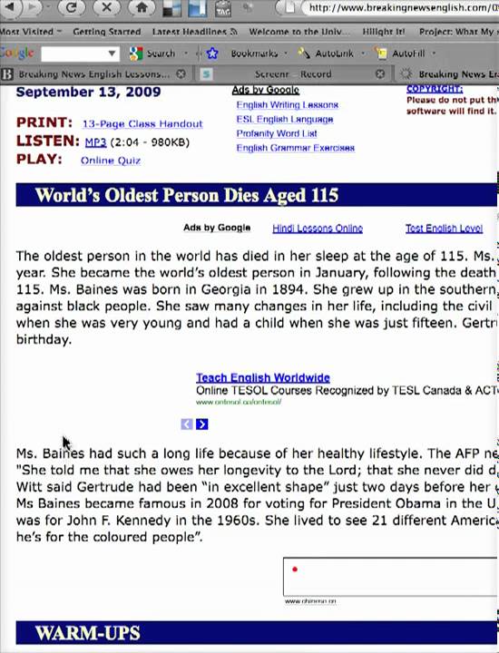 Breaking News English Video Tutorial