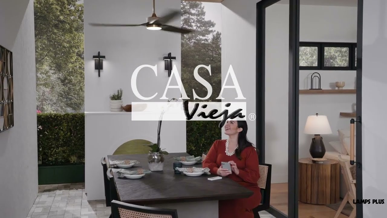 Video 1 Watch A Video About the 60 Casa Vieja Montage Soft Brass LED Damp Rated Fan with Remote